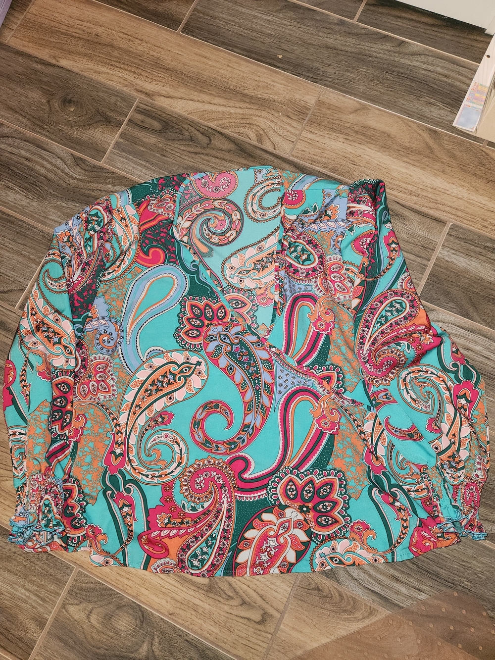 Women’s Turquoise Paisley Long Sleeve Shirt